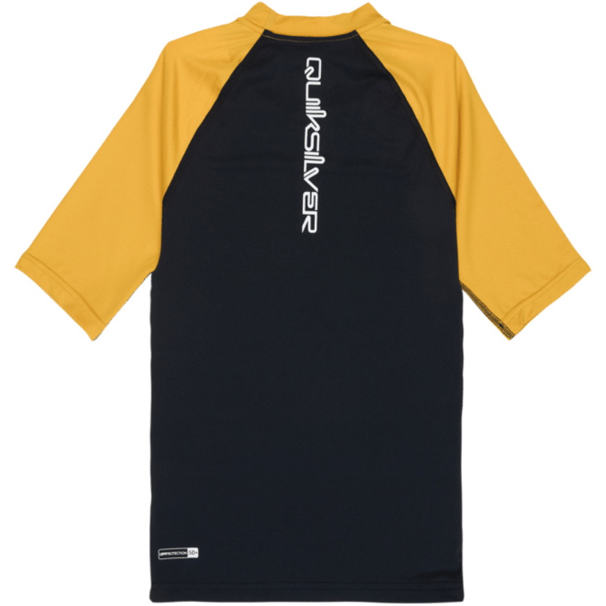 2026 Quiksilver Junior Everyday UPF50 Short Sleeve Rash Vest AQBWR03064 - Black / Mineral Yellow